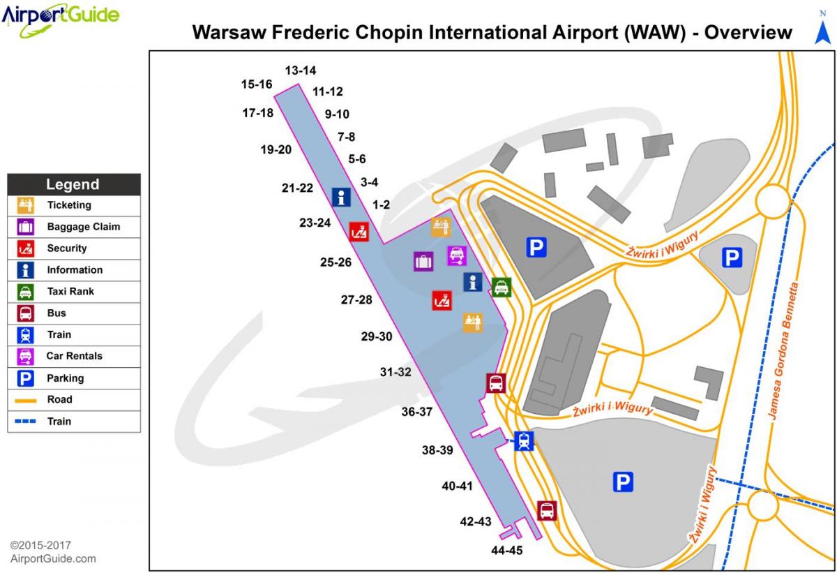 Varsavia waw aeroporto mappa