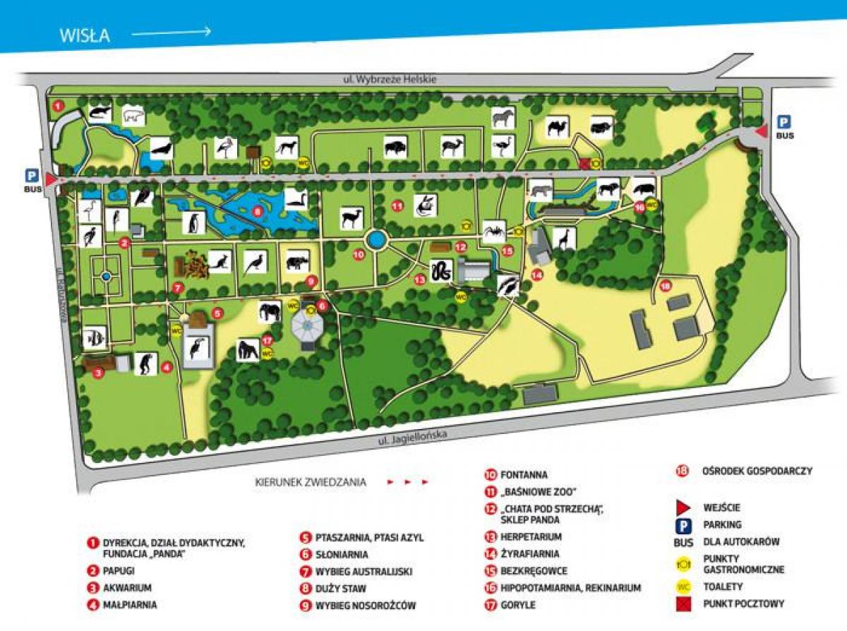 Mappa di lo zoo di Varsavia 
