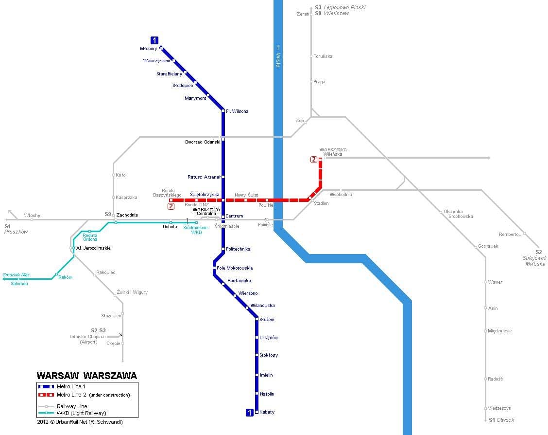 mappa della metropolitana di Varsavia