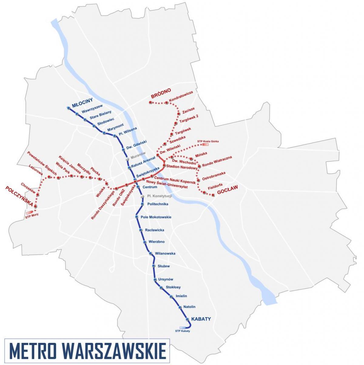 mappa della metropolitana di Varsavia