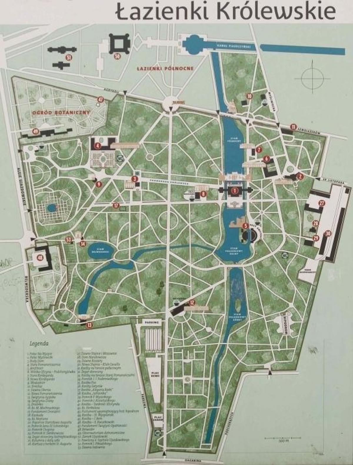 parco di lazienki Varsavia la mappa