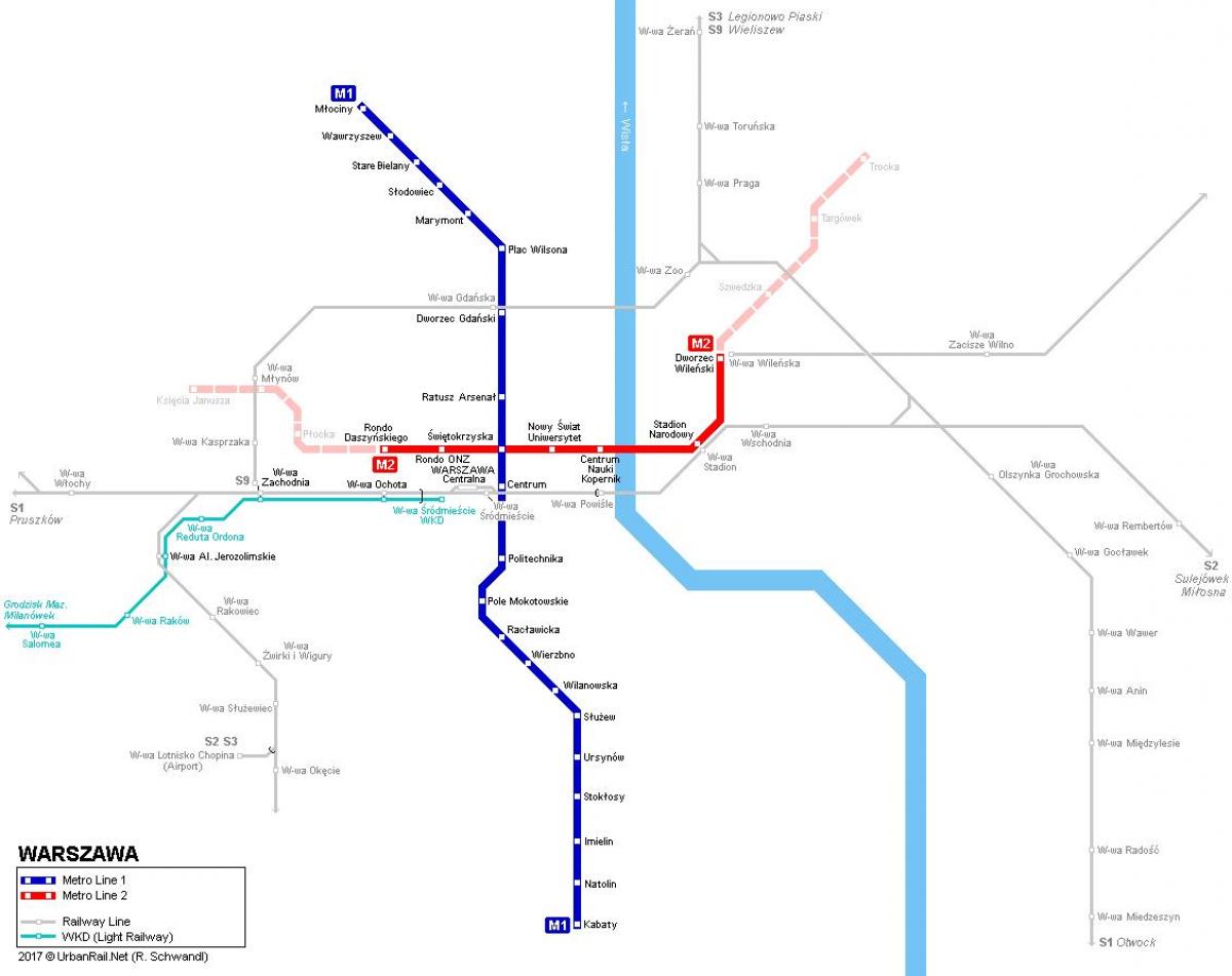 mappa della metropolitana di Varsavia, polonia