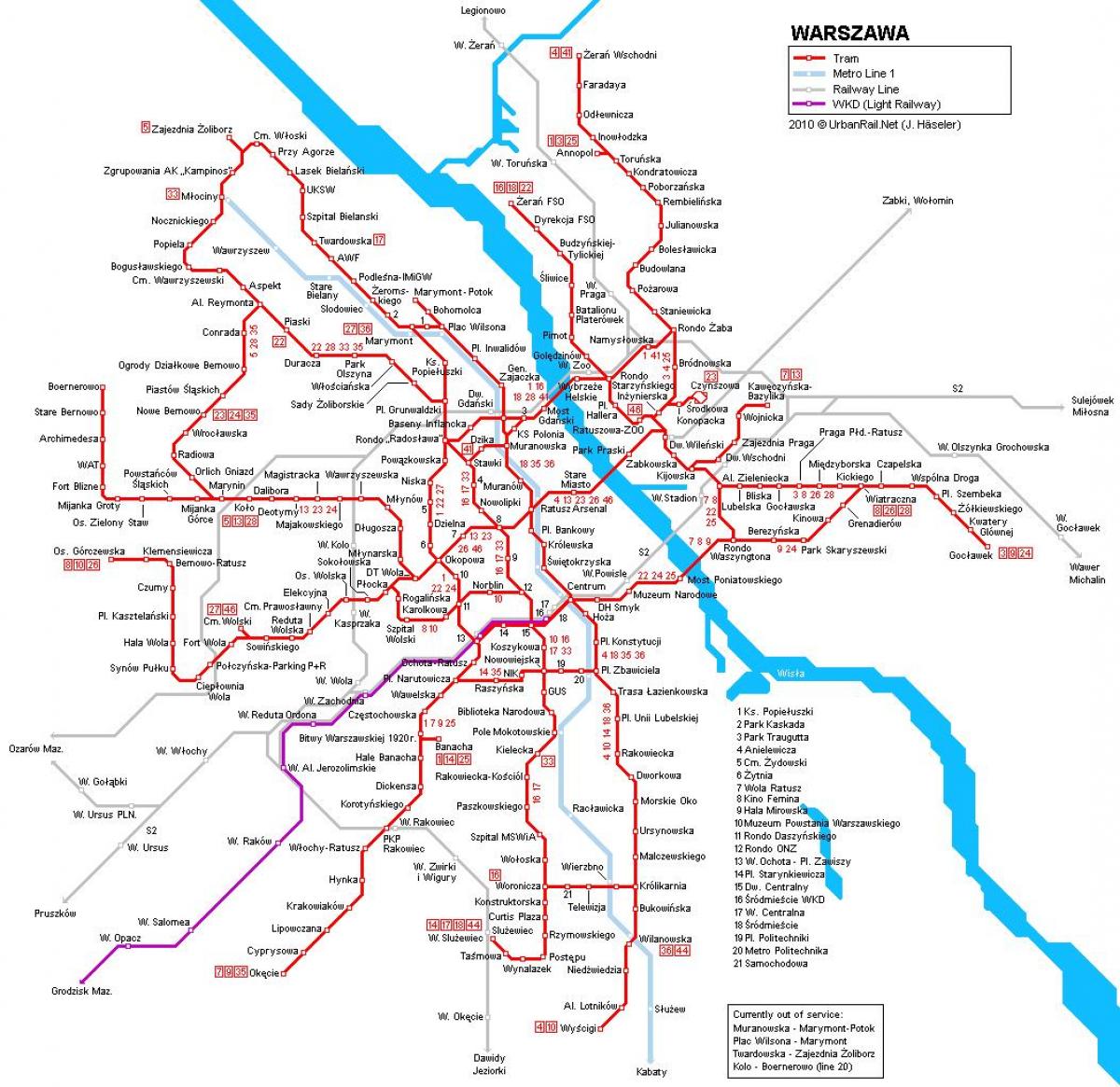Varsavia mappa del treno