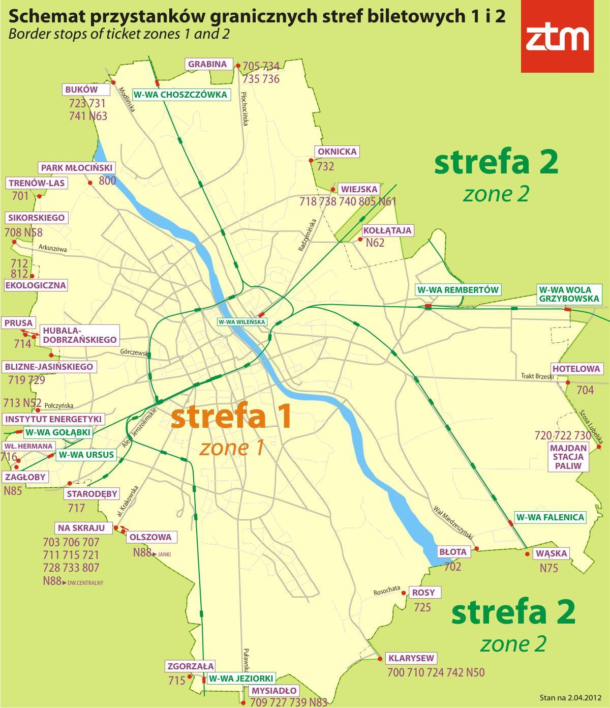 Mappa di Varsavia zona 1 2 