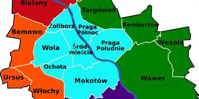 Mappa di Varsavia distretti 
